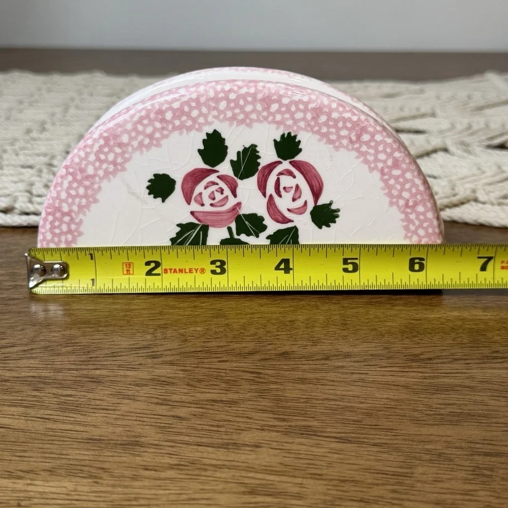 Pink Rose Shabby Chic Cottage Core Napkin Holder Grandma Core 90s Kitchen Floral